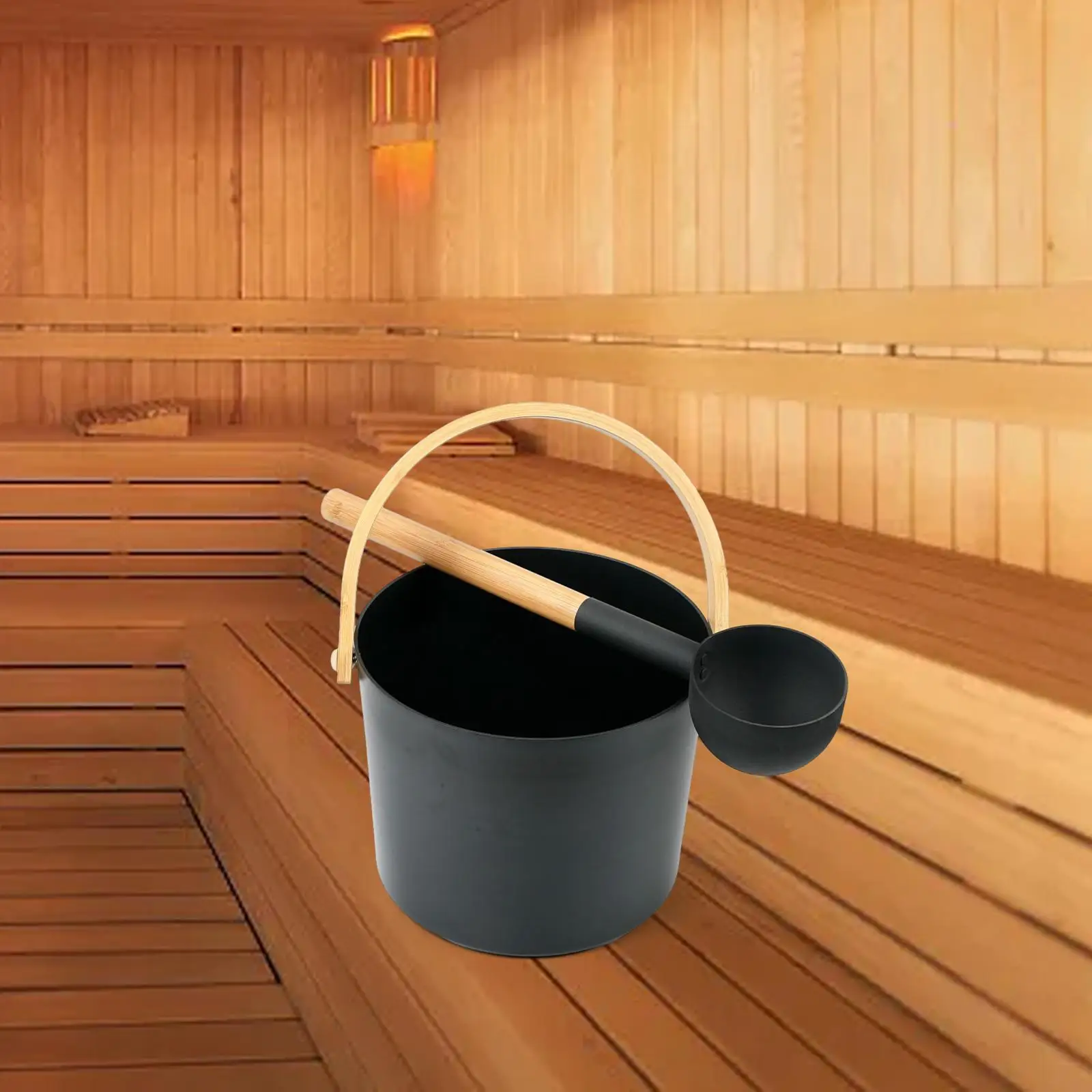 Sauna Bucket and Spoon Ligthweight Sauna Accessory for Bathroom Bathtub SPA