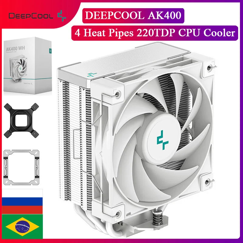 

Deepcool AK400 White Radiator 4 Heat Pipes Quiet FDB Fan Desktop Computer Thin Cooling Fan LGA1700 1200 115X AM4 CPU Cooler