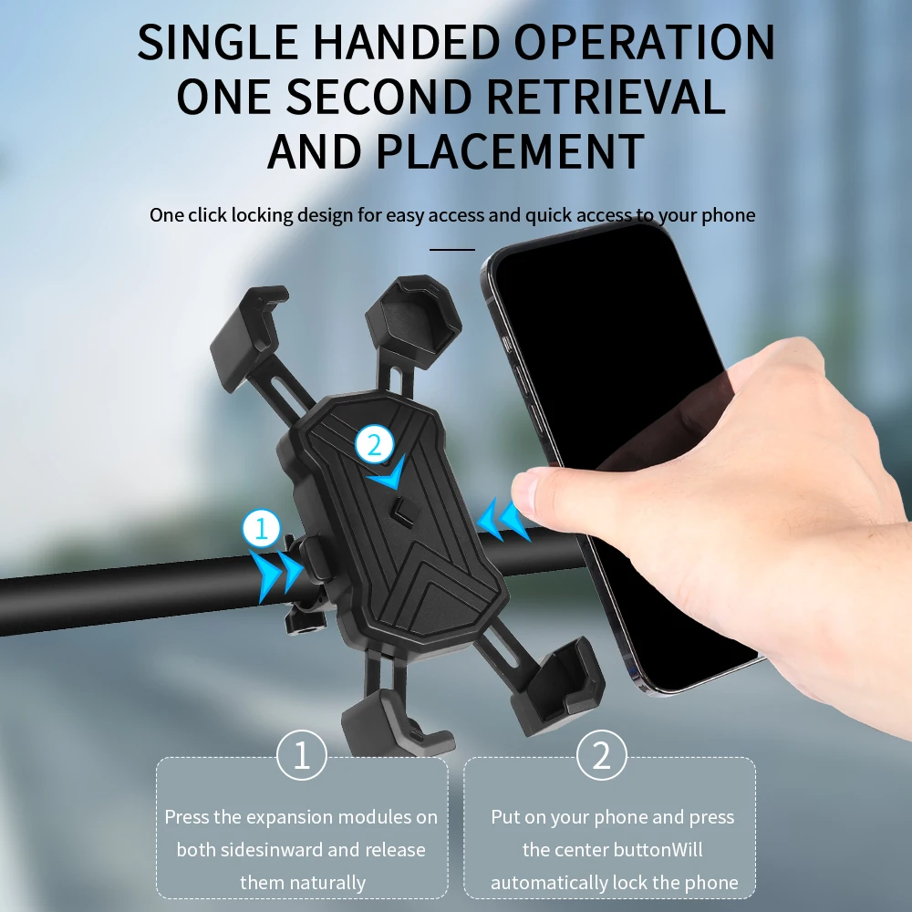 Universal Handlebar Phone Holder for Motorcycles and Bicycles (4.5-7 Inch)
