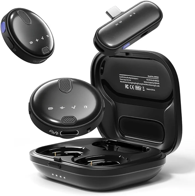 무선 USB C 옷깃 마이크 소음 감소, 실시간 모니터 마이크 게인, 틱톡 유튜..