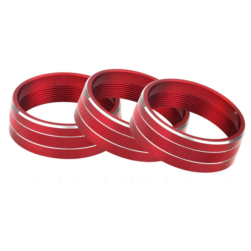 3Pcs Air Conditioning Button Switch Ring Cover Decor Trim Red Fit For Jeep Wrangler Jk 2017 2016 2015 2014 2013 2012 2011