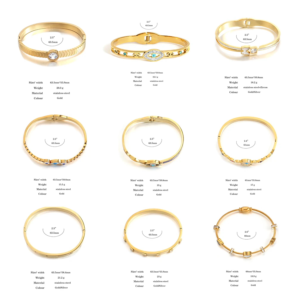 Boho Evil Eye Stainless Steel Bangles Bracelets for Women Vintage Classic Charm Zircon Friendship Accessories bangle bracelet stainless steel bracelet zircon bracelet