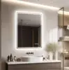 LED Light Bathroom Mirror Illuminated Wall Mounted Vanity Makeup Anti-Fog Rectangle 3 Colors Touch Light 3