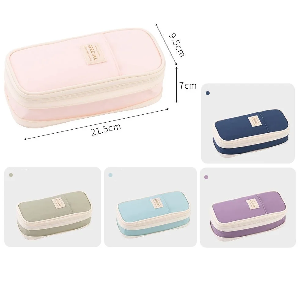 KOKUYO Expandable Pen Case Pencil Bag Pastel Cookie Line Field Color  Matching Storage Pouch Stationery School Student Gift A6678