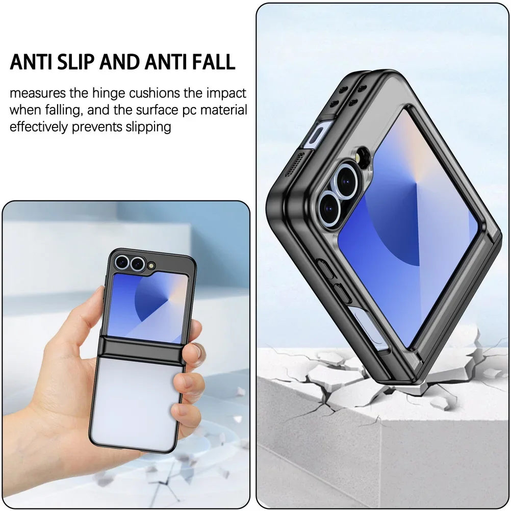 Luxury Electroplated Transparent Shockproof Case with Folding Hinge Protection