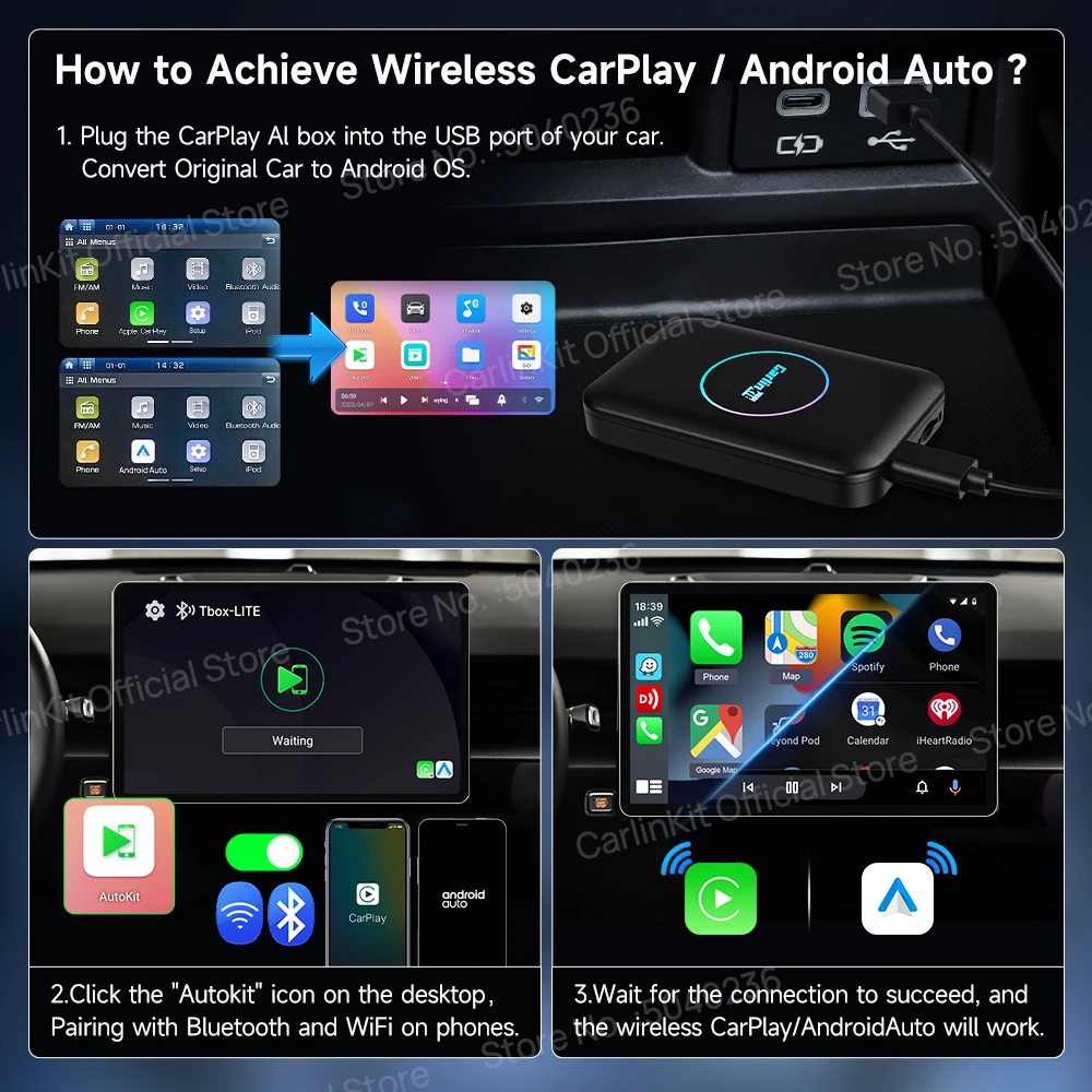 CarlinKit CarPlay AI TV ڽ LED ̴  CarPlay ȵ̵ ڵ  ڵ  Netflix IPTV  512G SD  Ʈ  ڽ