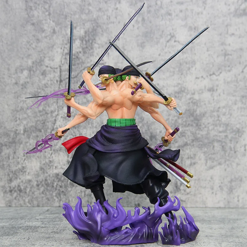 40cm One Piece Zoro Anime Figures Wano Onigashima 9 Swords Style