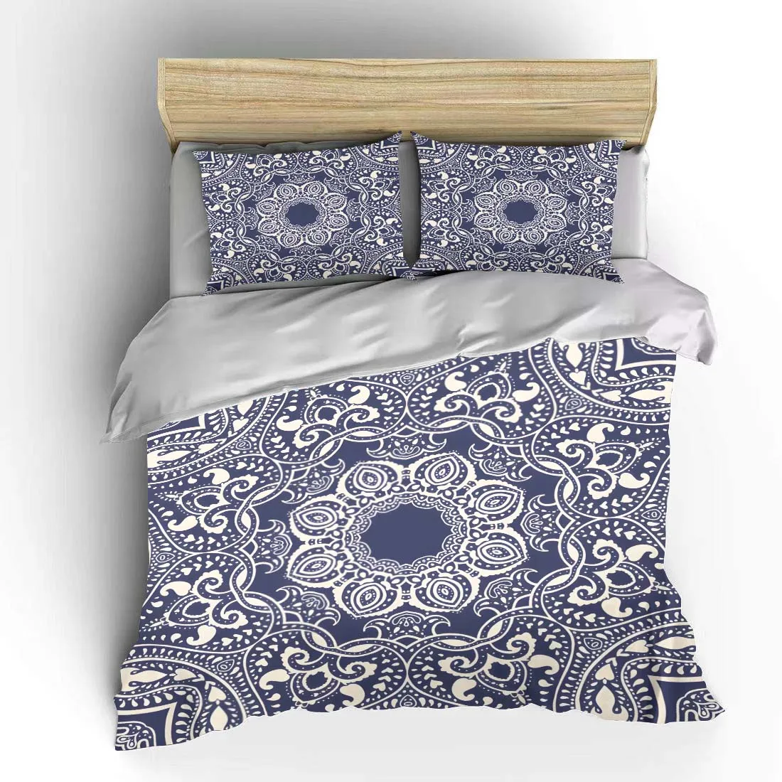 Intricate Mandala Style Decorative Pattern Bedding Set for Kids Luxury Gift 3pcs Digital Print Comforter Set Soft Comfortable 6