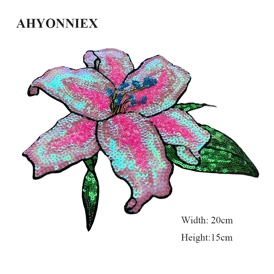 Sequin Flower Applique Patches - 2 Piece Silk Thread Embroidery Clothing Stickers