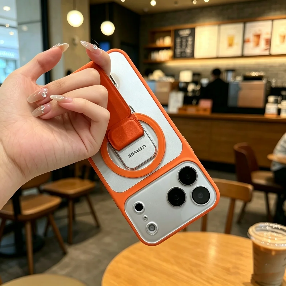 Sleek Matte Mirror Foldable Magnetic Stand Case with Soft Silicone Bumper Cover