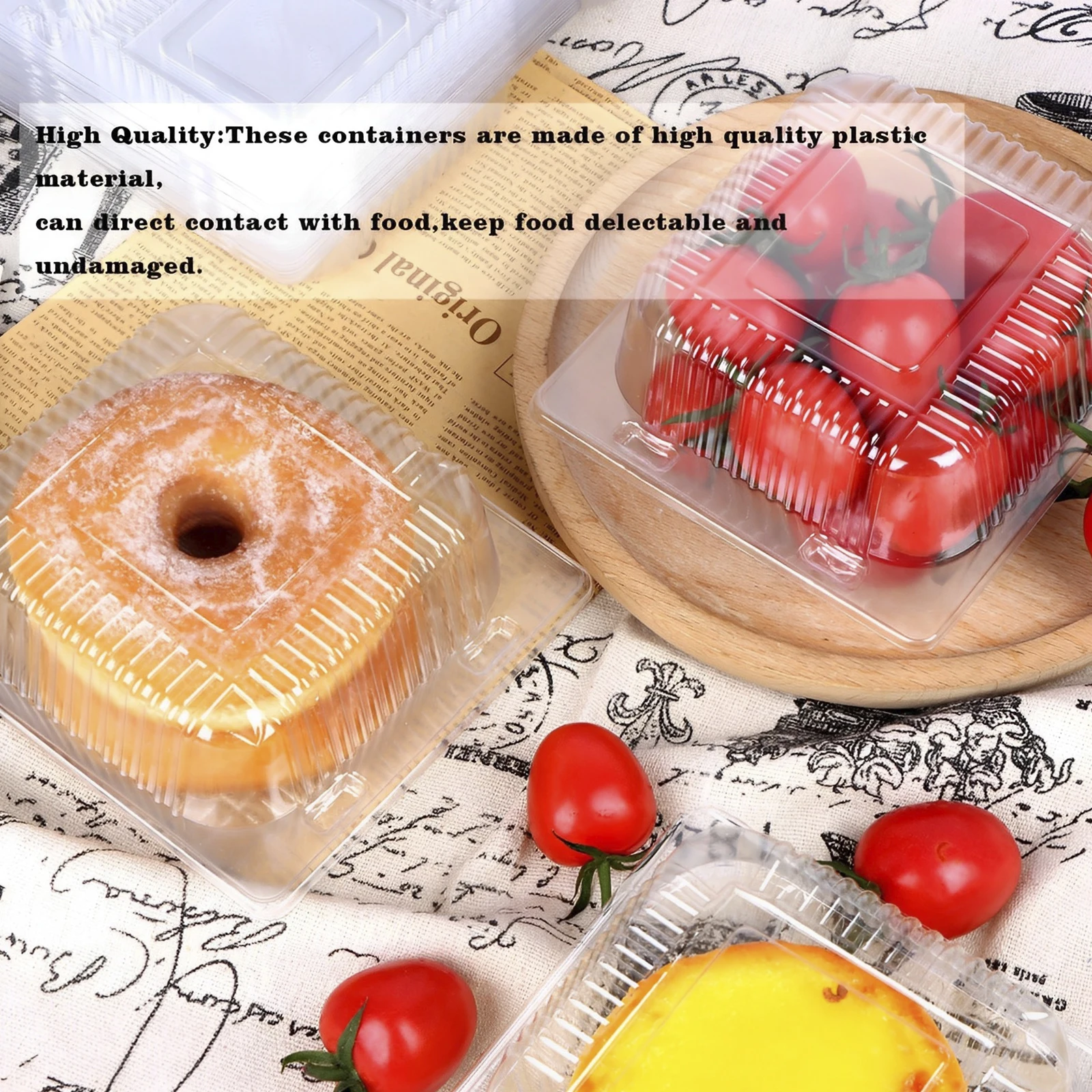100Pcs Cake Slice Boxes Disposable Food Container with Lid Stackable Clear Storage Box for Pie Cupcake Dessert Kitchenware