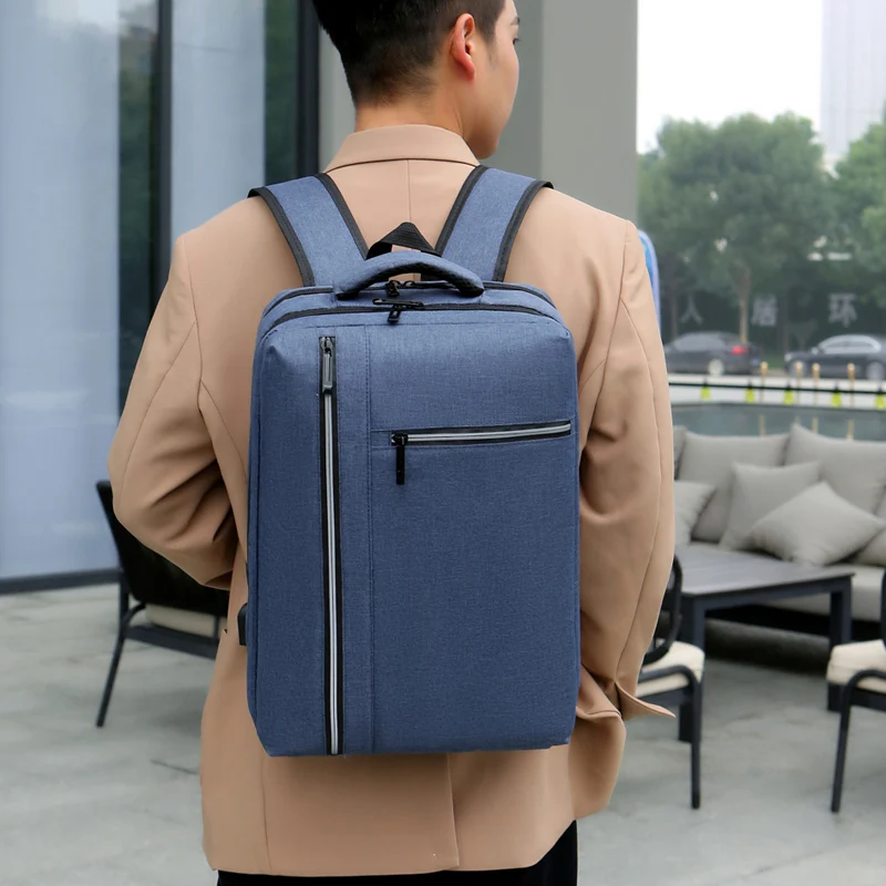 Mens Backpack With USB Charging Laptop Bag Waterproof Oxford Cloth Rucksack Male Business Travel Bagpack Reflective Strip Design