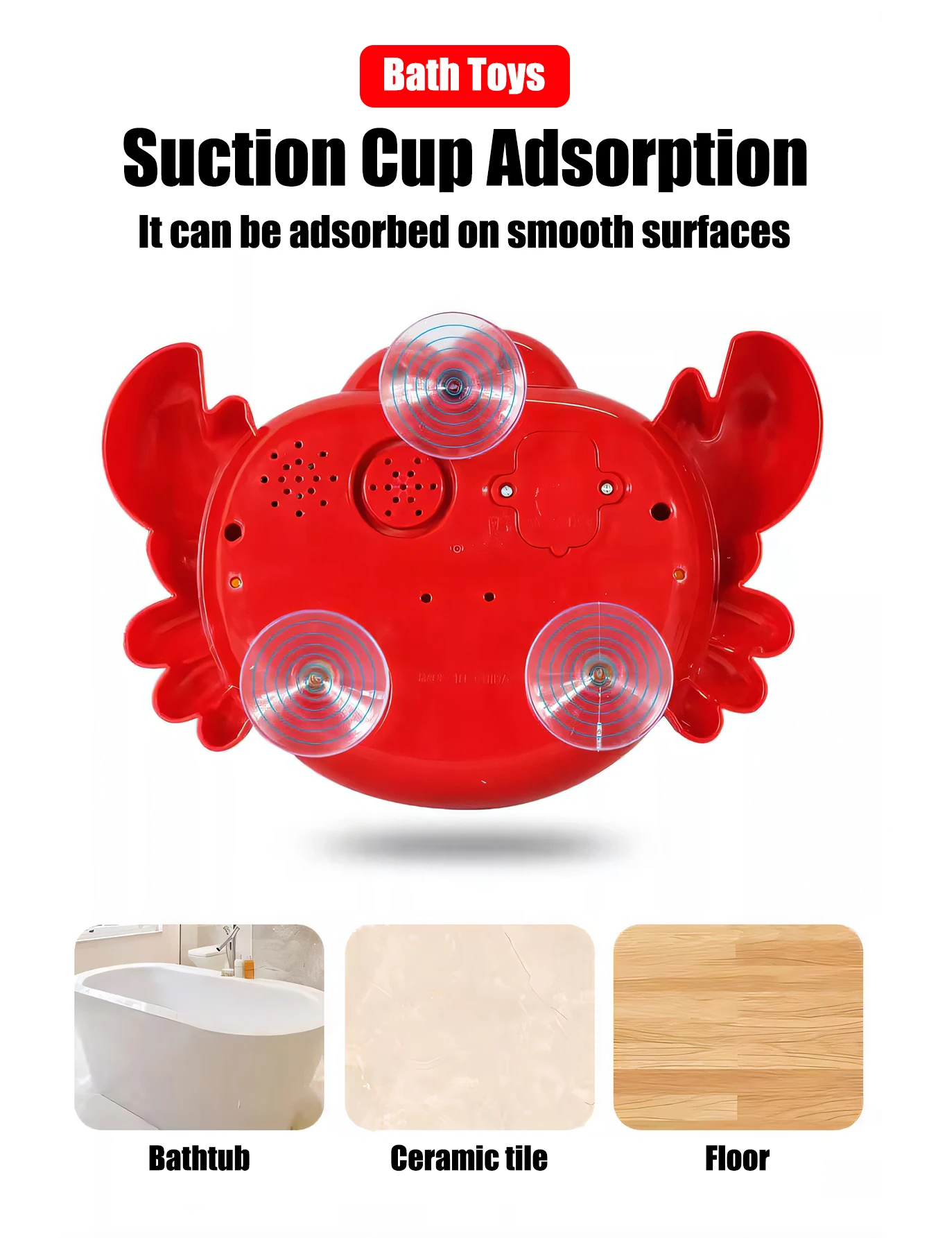 1pcs Kids Red Crab Spit Bubble Machine Baby Bath Toys Kids Bathtub Water Play with Music,Surprise Gift for Boys Girls 3