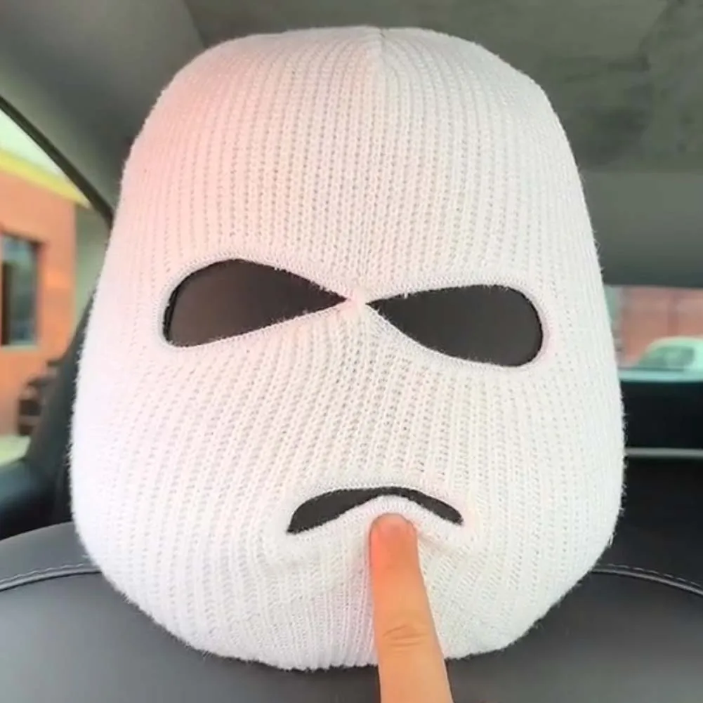 Car Seat Headrest Cover Balaclava 3Holes Full Cover Halloween Christmas Funny Car Decoration Universal for Tesla BMW Benz Nissan