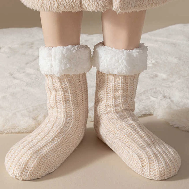 YAMEE Chaussettes Hautes Femme Longue Trico,Chaussettes Montantes Fille De Cuisse Longues Chaud Hiver,Chaussettes Femme Hiver Chaud Tricot