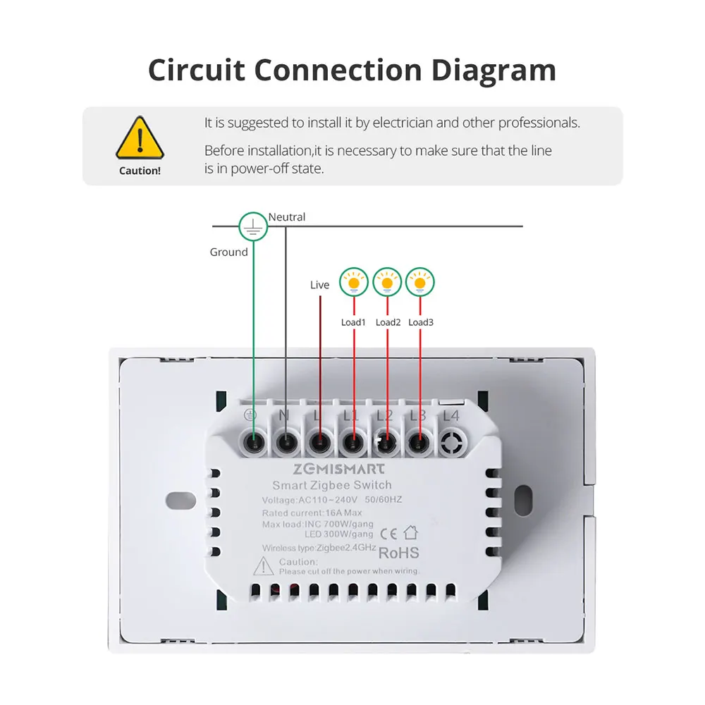 Zemismart Zigbee Push Wall Light Switches Work with Tuya Alexa Google Home Smartthings via hub 1 2 3 4 Gang Neutral Interruptor 6