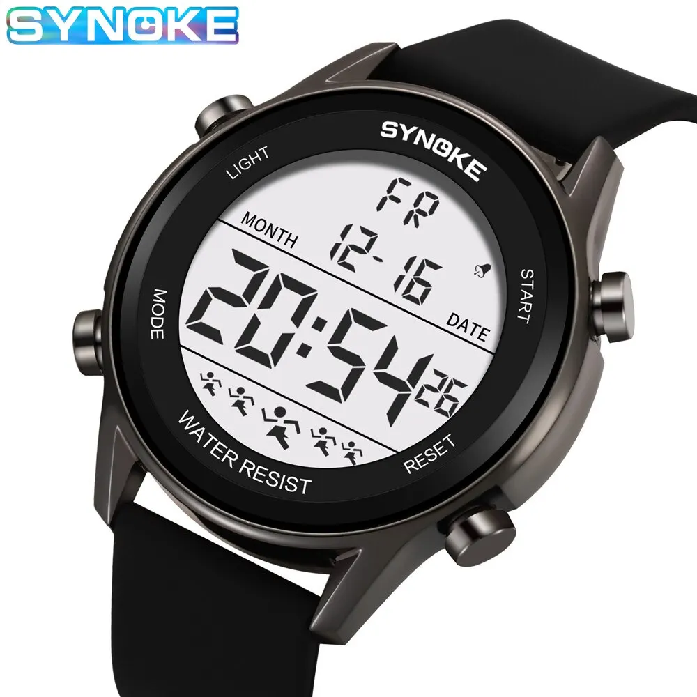 Men Outdoor Sports Multifunctional Waterproof Large Screen Display Luminous LED Digital Silicon Watch sports watches For Men