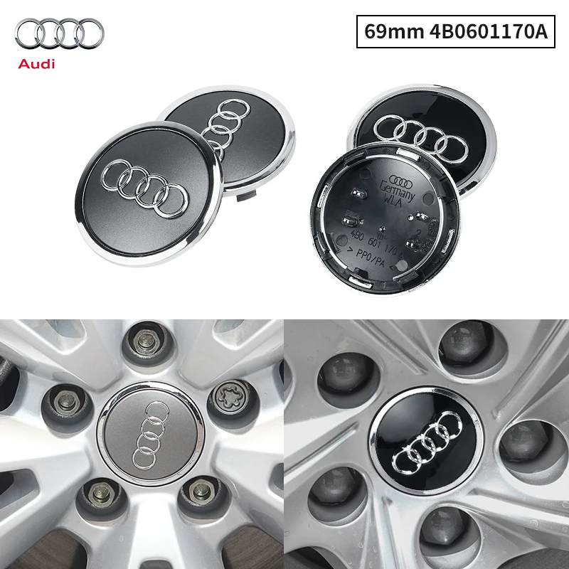 60/61/68/69Mm Audi Emblem Badge Car Wheel Center Hub Cap Cover Auto Rim Cover Per Audi Tt Q2 Q3 Q4 Q5 Q6 Q7 Q8 A3 A4 A5 A6 A7