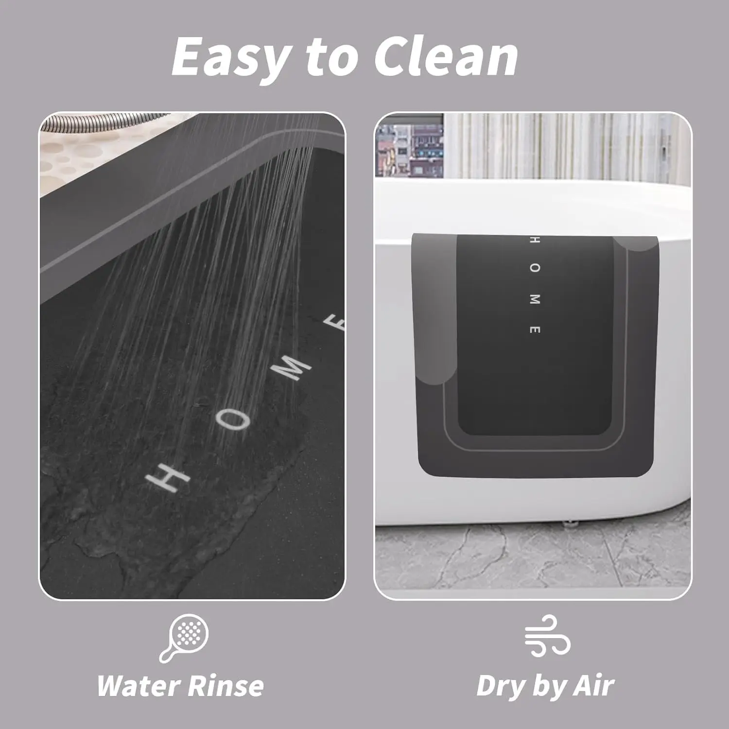 VIKAMA 3PCS Simple Diatomium Mud Bathroom Floor Mat U-Shaped Light Luxury Absorbent Non-Slip Foot Mat Drain Carpet
