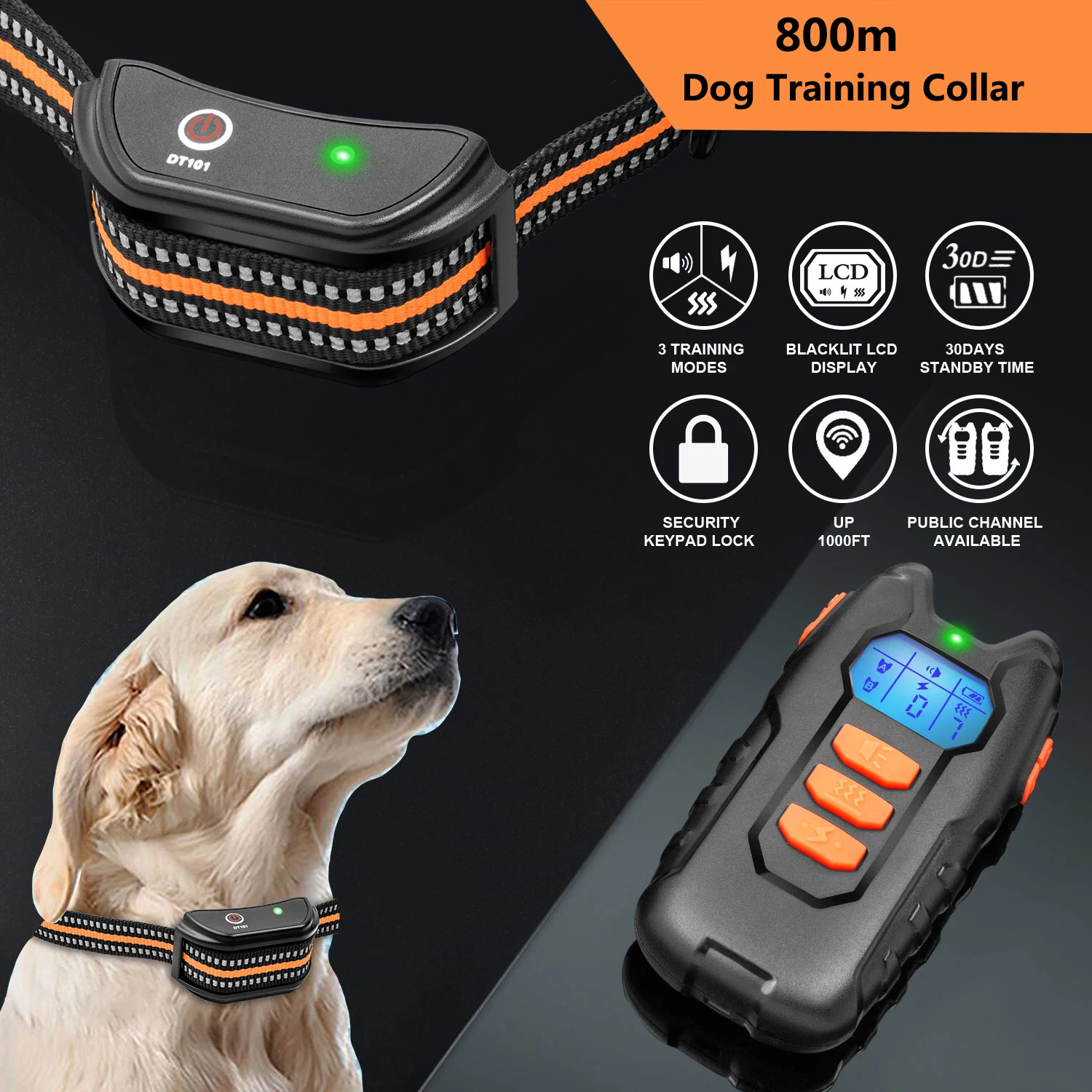 

Barksafe Pet Electric Training Collar 800m Remote Control IPX67 Beep Vibration Shock Rechargeable Anti Bark Collar for all dog