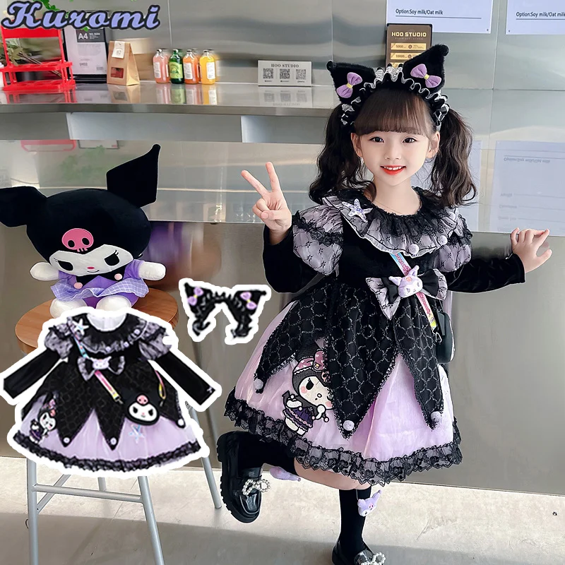 Vestido de princesa Kawaii infantil, Sanrio Kuromi, Lolita, Roupas de festa  para meninas, Impressão de moda, Vestidos Laço, Halloween - AliExpress