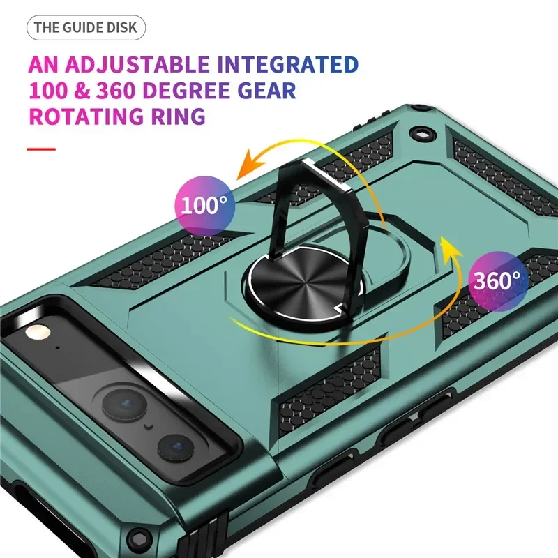 Stylish Magnetic Ring Holder Shockproof Phone Case with Protective Armor Back Cover