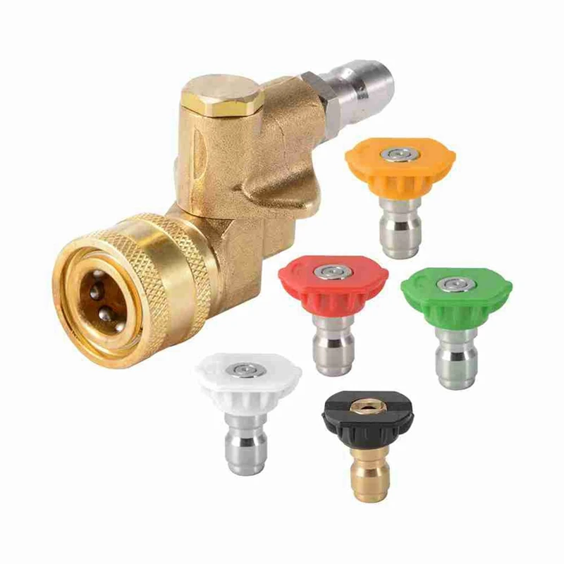 

2X Washer High Pressure Washer Nozzle Tips Wand Pivot Coupler Power Spray Kit 4500 PSI Pivot Coupler With Nozzle Tips