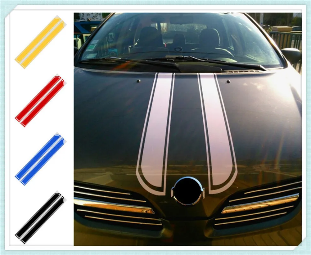 Car motorcycle styling hood decorative sticker cover DIY stripes for Ford Expedition EcoSport Kuga F-Series Escape