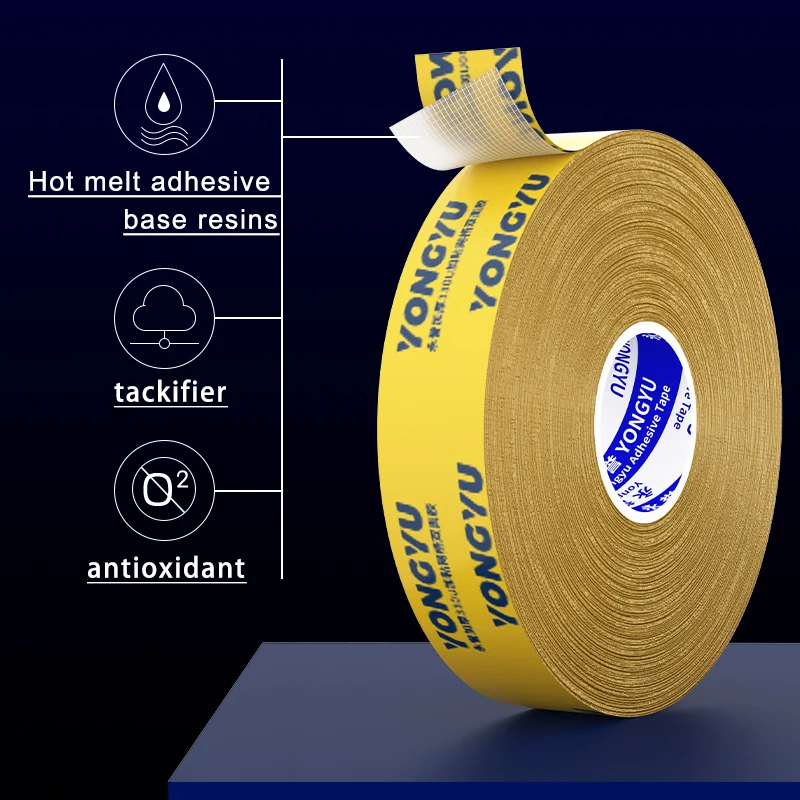 Strong Sticky Yellow Double Sided Cloth Base Tape Grid Transparent High Viscosity Waterproof Strong Fixing Carpet Traceless Wall 3
