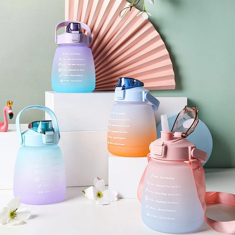 Travel Outdoor Cup 1.3l Water Bottle With Time Marker Girl Fitness Jugs