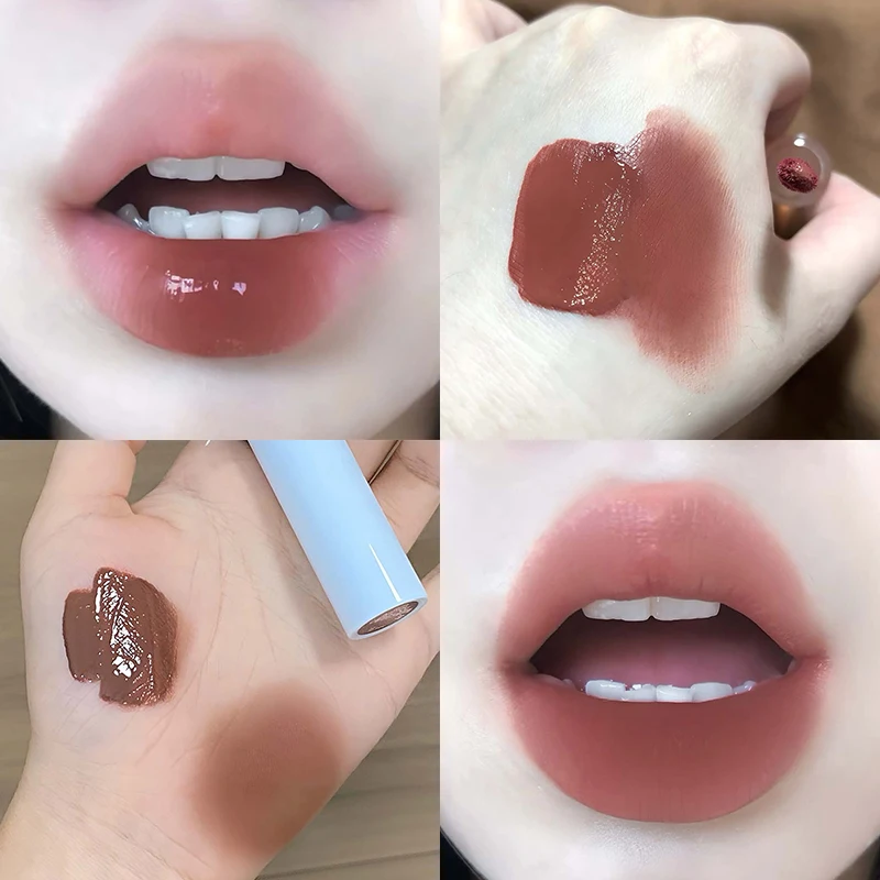 Hydrating Mirror Glossy Liquid Lipstick Reddish Brown Lip Tint_voghion.com