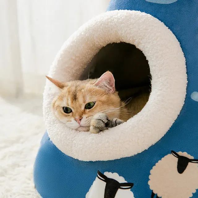 Mignon lit chaud et confortable pour animal de compagnie maison pour chat chaton coussin de diversification