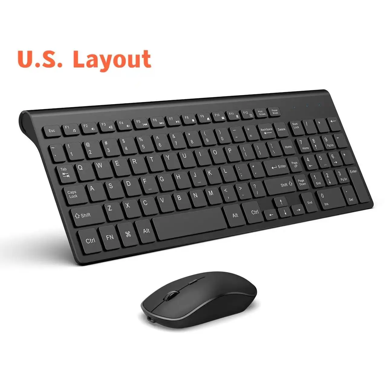 

Rechargeable Keyboard and Mouse,2.4G Full Size Wireless Keyboard US/Spain Layout 2400 DPI Quiet Click Mice for PC Laptop Mac