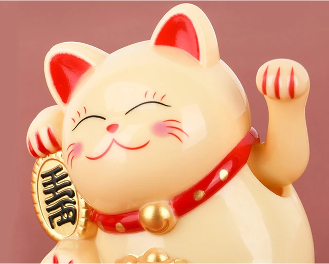 Chat Agitant, Chat De Bienvenue Porte-Bonheur, Chat Mignon à énergie Solaire Avec Bras Agitant, Affichage De La Maison, Décoration De Voiture Maneki Neko (Blanc