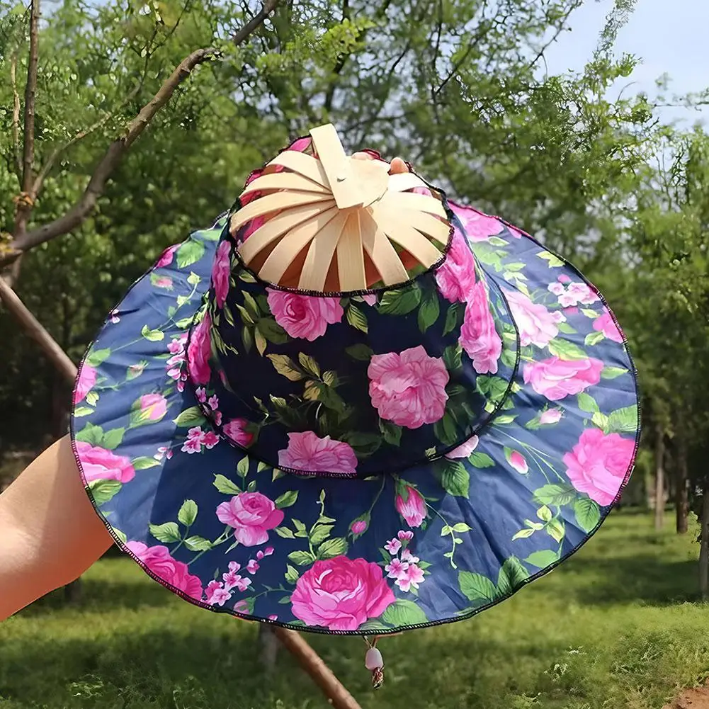 Neue Sommer Outdoor Sport Strand Sonnenschutz Mode Bambus Fan Hut Faltbare Bambus Multifunktionale Tourismus Fan Hut Dekoration – Detail 11