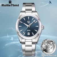 Rollstimi 2025 New 39MM Men's Mechanical Watches NH35A Automatic Watch Men AR Coating Sapphire 10Bar BGW9 Luminous Wristwatch