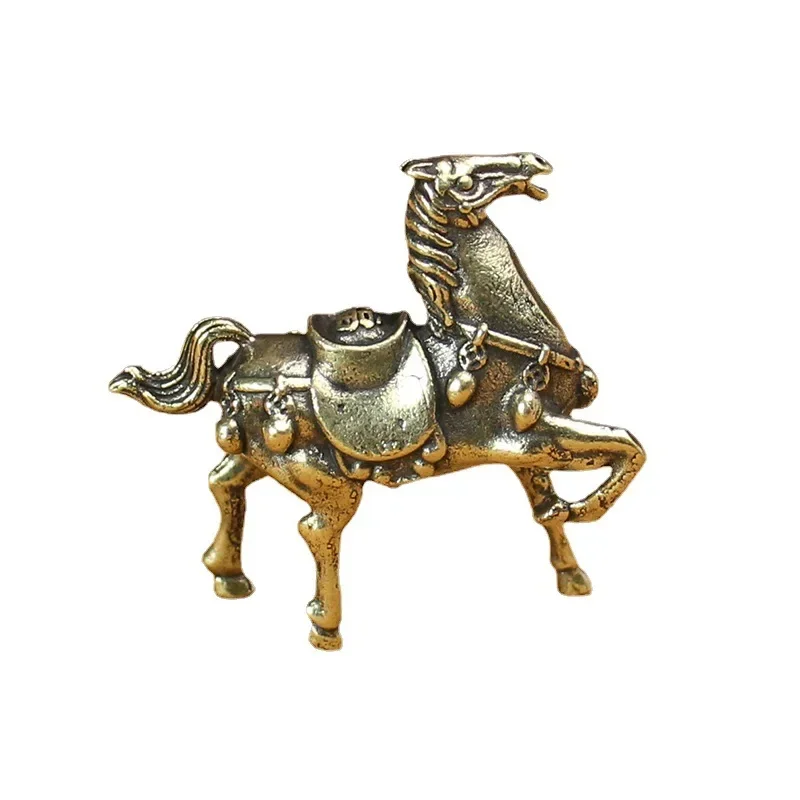 Brass War Horse Feng Shui Horse Figurine Miniatures Bless Your Financial Prosperity Home Porch Office Desktop Decoration Gitfs