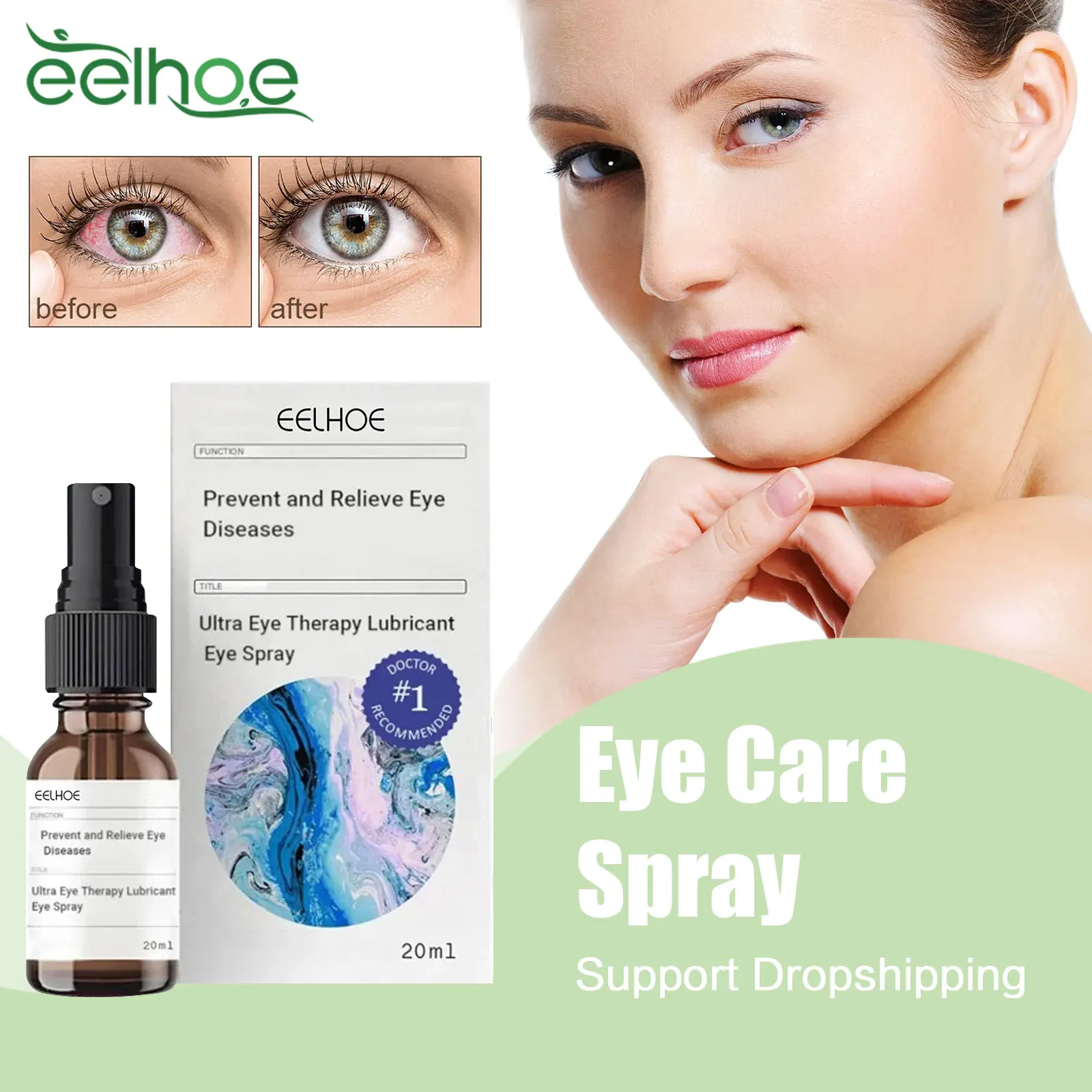 

EELHOE Eye Care Spray Relieve Eye Fatigue Dry Itchy Redness Swelling Sore Treatment Blurred Vision Eyesight Improvement Liquid