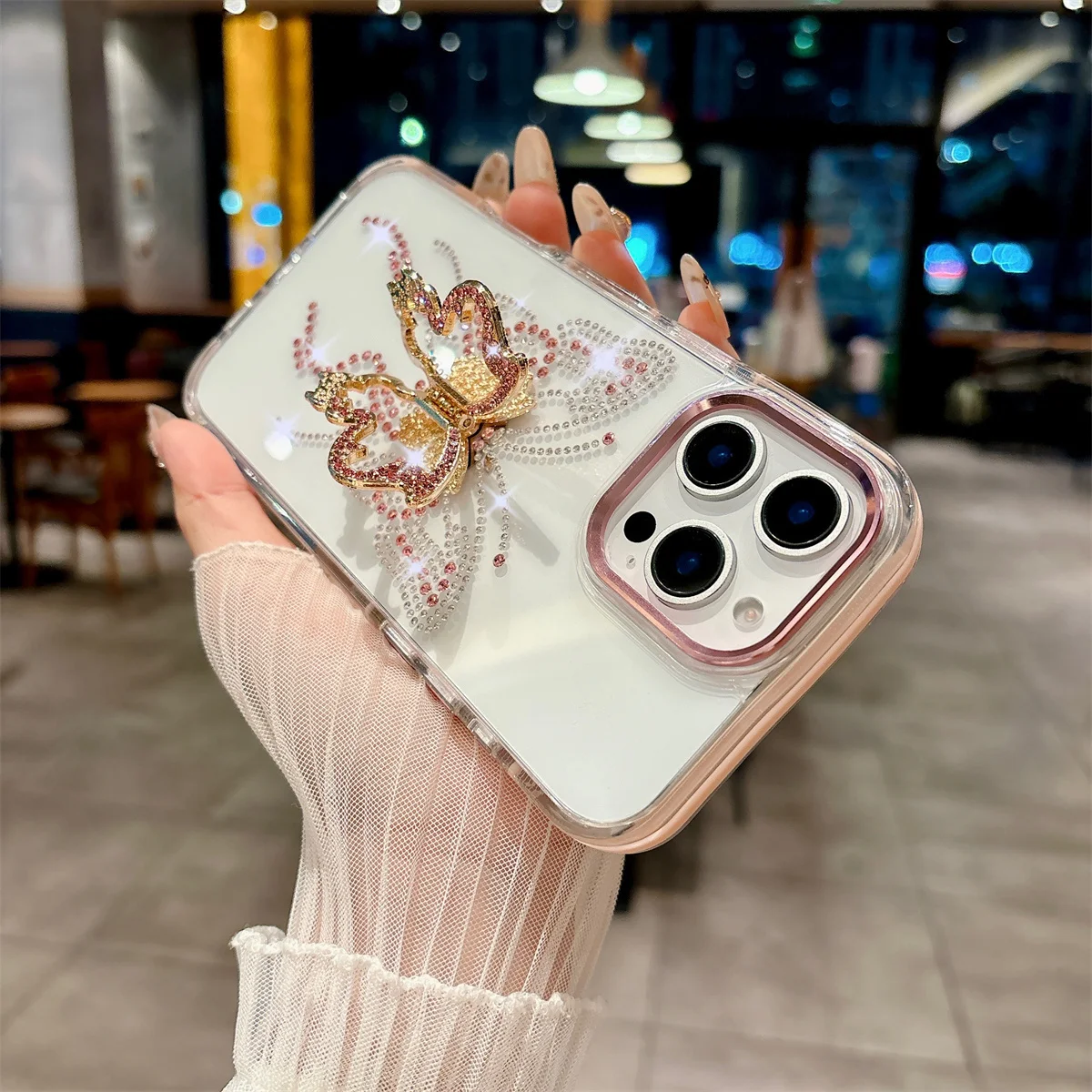 Bling Diamond Butterfly Nappa Custodia Per IPhone 14 X XR XS 11 13 Pro - Foto 5