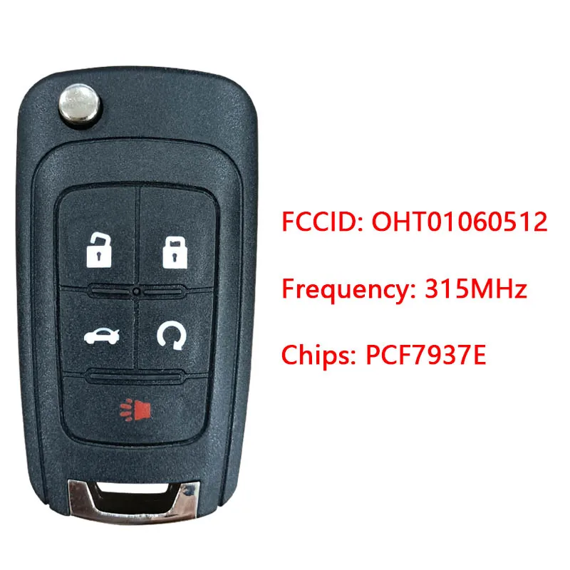 

CN014058 Aftermarket 5 Button For 2011-2016 Chevrolet Cruze Entry Remote Flip Key 315MHZ FCC OHT01060512 PN 13504199 13500221