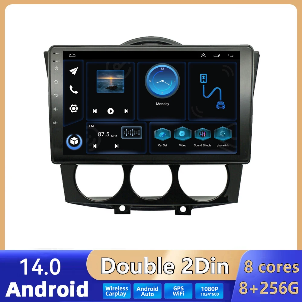 

Автомобильный радиоприемник Android 14 Carplay, автомобильный Интеллектуальный мультимедиа для Mazda RX-8 RX 8 RX8 SE 2003 -2009 2010 2011, стерео навигация