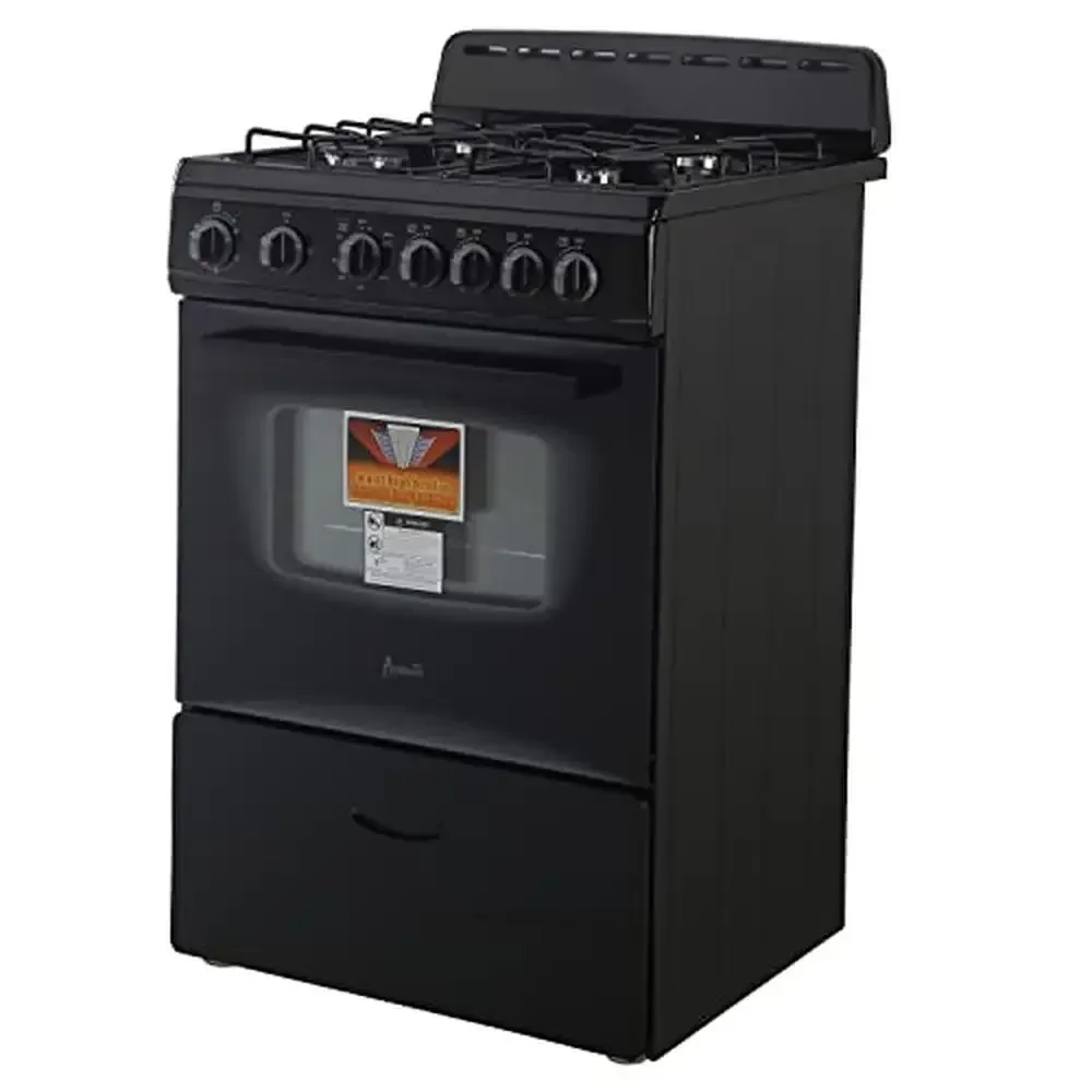 Compact Gas Range Oven with 2.6 cu. ft. Capacity and 4 Sealed Burners Black 2