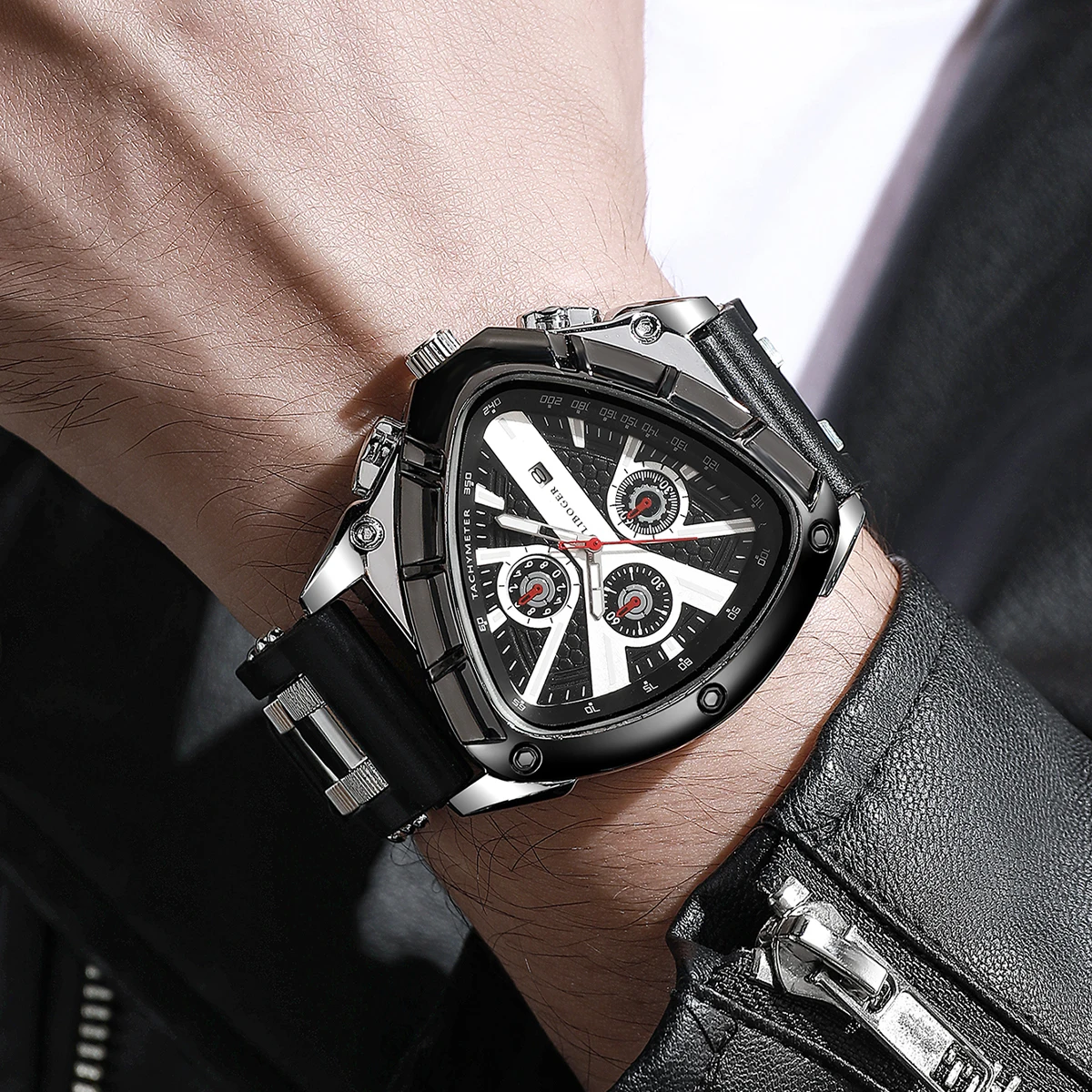 4Pcs Men's Silicone Watch Casual Sports Digital Scale Calendar Dial Trendy Fashion Business Quartz Watch, excluding Box