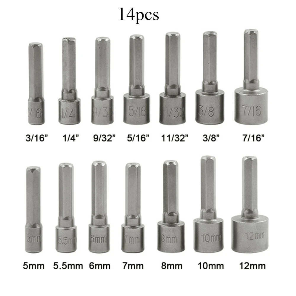 9/14 Pcs Power Nut Driver Drill Bit Sets Hexagon Socket Wrench Anchor Bolt Sleeve Bit Self-tapping Screws Adapter Drill Bit