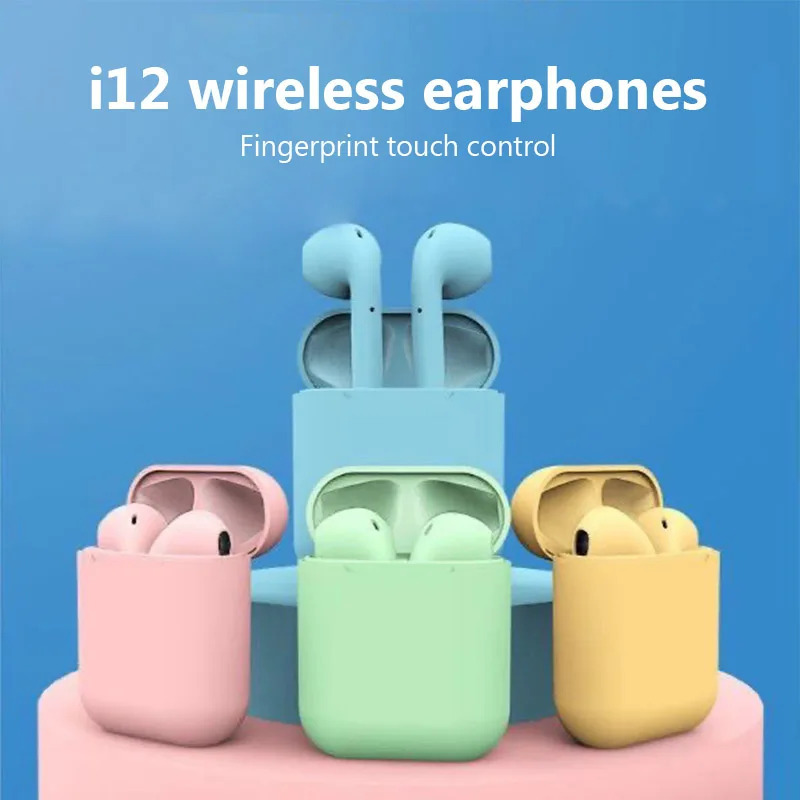 TWS Wireless Bluetooth Headphones With Microphone InPods 12 Macarons Candy Color In-Ear Smart Noise Cancelling Sports Running