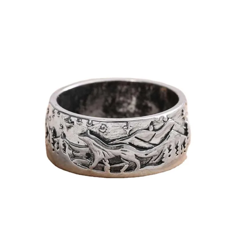 New Simple Retro Trend Niche Men's Forest Wolf Ring Crazy Party Jewelry Fashion Bully Men's Party Ring Accessories