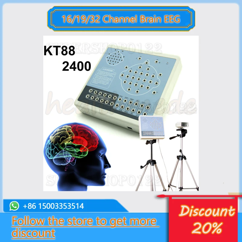 KT88-2400 Digital 24 Channel EEG Machine Brain Electric Activity Mapping SystemsEMG EOG ECG Breath+PC software+2 bracketr