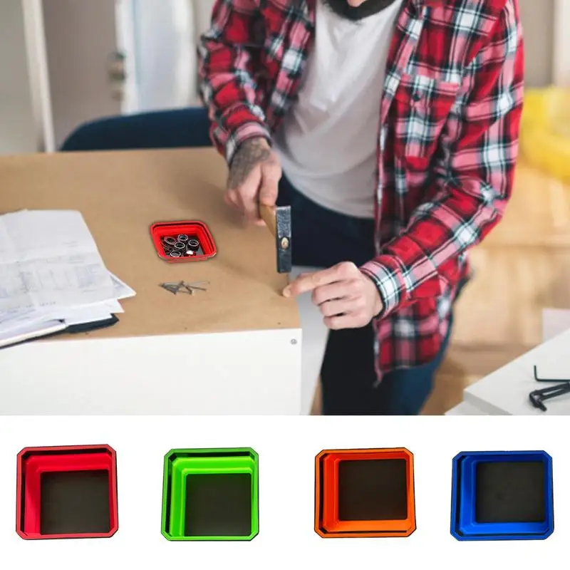 

Magnetic Screw Tray Collapsible Magnetic Parts Tray Square Silicone Screw Bowl Magnetic Tray Box For Engineers Mechanics