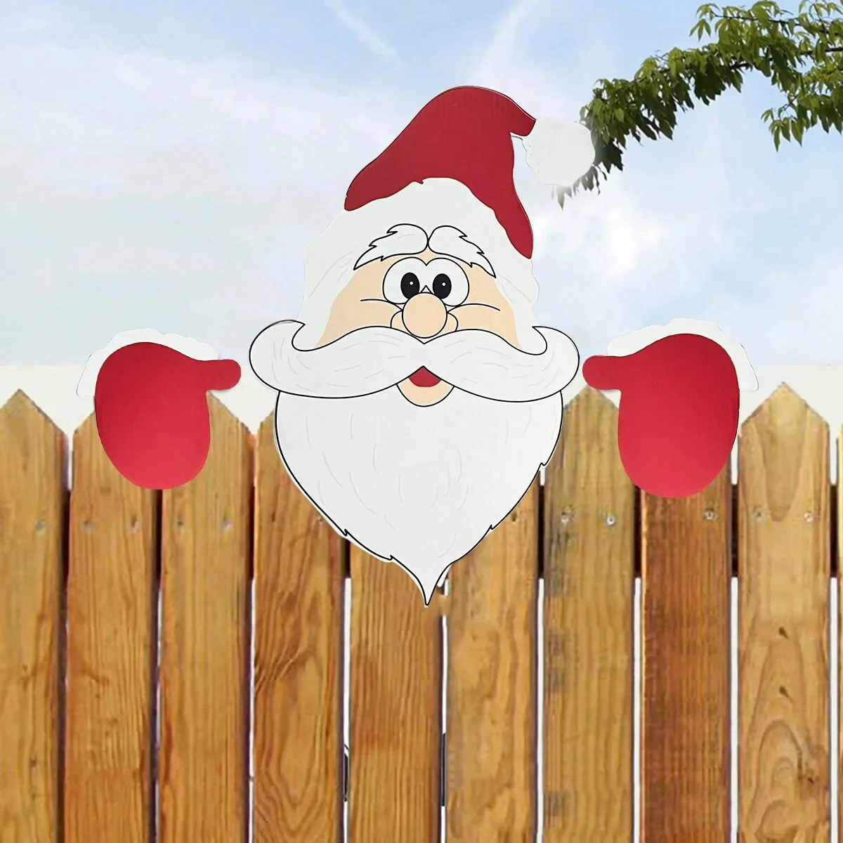 1pc-Christmas Fence Ornaments Santa Clause Peeker Yard Ornaments Indoor Outdoor Ground Placard DIY Festival Gift