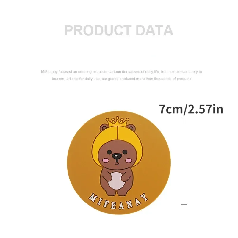 Car Assecories Car Coasters Anti-Slip Pad PVC Cup Holder Mat Decor Creativity Cartoon Coaster High Temperature Resistance cup holder coasters car coaster pads